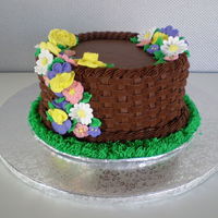 Basket Weave Cake Basket weave cake Chocolate buttercream with royal icing flowers