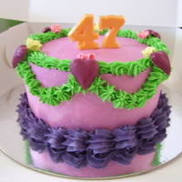 Buttercream 47Th this was a vanilla cake with raspberry buttercream chocolate numbers