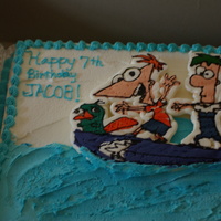 Phineas & Ferb Bday Cake Frozen buttercream transfer