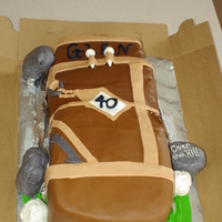Glen's Golf Bag 40Th Birthday Cake Golf Bag covered in brown fondantRice crispy golf balls and clubs