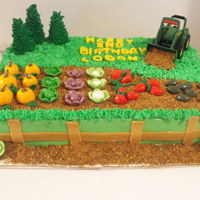 Farmer Boy Cake This cake was made with buttercream icing. Vegetables were made out of fondant.