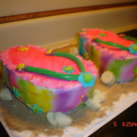 Tye Dye Flip Flop Cake My own birthday cake, The Grandkids picked it out and I made it.