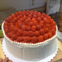 Raspberry Cake It wasn't a very well done cake because I cut the top of crooked which made it incredibly difficult to pipe those little pearls on the...