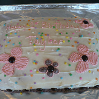 Flower Slab Cake Slab Cake decorated with buttercream icing and junior mints for my daughters 1st birthday.