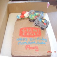 Grocery Bag 13x9 pan with pastiage, fondant, royal icing, and frosting sheets decorations.