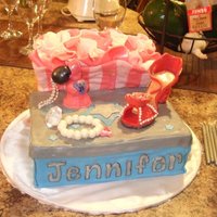 Shoebox And Victorias Secret Bag Cake my big sisters b day cake. two cakes, all fondant :) lemon pound w lemon icing