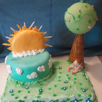 7 Year Old Girl Birthday Cake My daughter had quite a list of "wants" for her birthday cake this year. Tree, flowers, sun, sky, clouds and ME (her) she said...