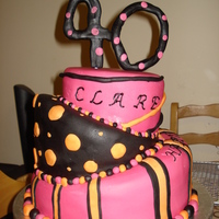 Topsy Turvy Wacky 40Th Birthday Hot pink, black and orange topsy turvy cake. Customer wanted a "wacky" design!