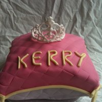 Pillow Cake pink princess cake with royal icing tiara