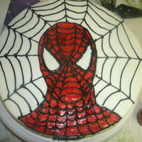 Spiderman Simple on Butter Cream w painting w the colored piping gel