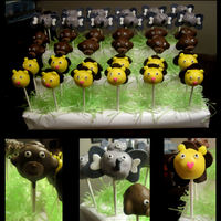 Jungle Cake Pops Elephant, lion and monkey themed cake pops.