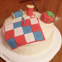Independence Day Quilt Carot cake with cream cheese icing. All decor made from Satin Ice fondant and RKTs. A simple cute cake! It was a birthday cake for my mom-...