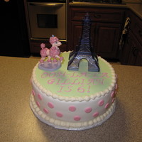 Pink Poodle In Paris Theme Cake My daughter selected the toppers, with plates to match. Fun theme for little girls. Thanks for looking!