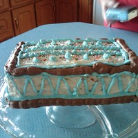 My First Cake! I made this cake today, first timer here. It is a double layerd yellow cake with buttercream filling. There is vanilla and chocolate...