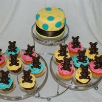 Build A Bear Cake This cake was made for a 6th birthday. She had a Build a Bear party. The cupcakes with handmade chocolate bears was for the kids...and I...