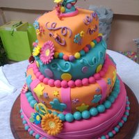 Whimsical Bridal Shower Flower Explosion Cake I made this cake for a bridal shower.