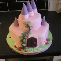 Pink Castle Fondant Cake 