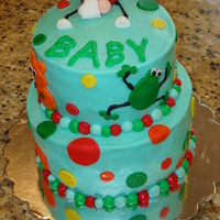 Dodo Baby Shower Cake My friend had some wall hangings of a dodo bird, frog, giraffe, and a hippo that she wanted me to incorporate in the cake. I did the 3...