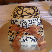 Plum/copper Scroll Shower Cake Colors were taken off the invitation, she wanted the copper bow.