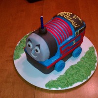 Thomas The Train chocolate and vanilla cake, buttercream icing with fondant accents