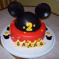 Disney Mickey Hat Birthday Cake for our son's second birthday - chocolate cakes covered in fondant - ran out of time with the ears so I used my mickey ears from...