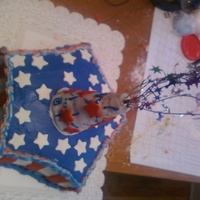4 Th Of July Used star shaped pan. First time making and using fondant (for stars and stripes) covered in BC.