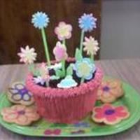 Flower Pot chocolate cake, buttercream icing with mmf flowers... sugar cookies on the side