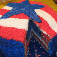 Hidden Flag Cake this was an experience, to say the least. thank you cc folks for the hidden flag idea. red and blue cakes are fun fetti box mix and white...