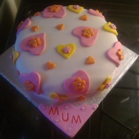 Heart And Blossom Cake i made this for my friends mums birthday she wanted something simple but pretty i hope she likes it!