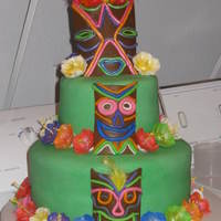 Tiki Luau Cake I made this for my daughters 10th birthday. I made everything from fondant.