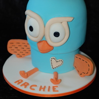 Hoot I helped my bff make this for her baby boy's first birthday. Hoot from the kids tv show Giggle and Hoot. White chocolate mud cake,...