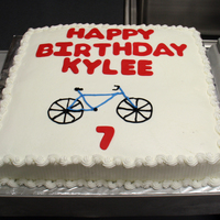 Birthday Cake - 7 Years White and chocolate cake with buttercream frosting and fondant lettering. My first attempt at using fondant cut-outs with buttercream.