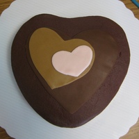 Chocolate Hearts Had some left over batter and made a 6" heart. Frosted and used some fondant cut-outs. Put them on in a asymmetrical way. Still not...