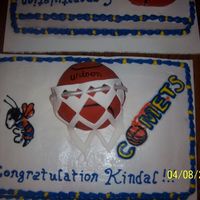 Basketball Signing Party. My daughter singed to go on and play basketball at Cottey college. This cake is buttercream Icing with fondant covered basketball and net....