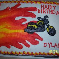 Motorcycle And Flames THIS IS A BUTTERCREAM TRANSFER MOTORCYCLE MADE FOR BIRTHDAY FLAMES ARE FREE HAND.