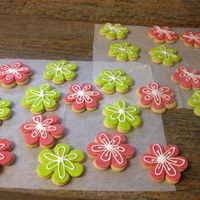Spring Flowers! fondant covered cookies with piped on royal icing