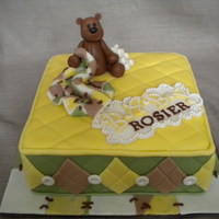 Gender Surprise Cake The exterior of this cake was gender neutral, the color of the cake itself was pink to surprise the guests with the gender of the baby.