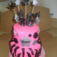 Sweet 16 Cake Sweet 16 Strawberry cake with Cream cheese buttercream and mmf decorations