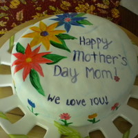 Mothers Day Cake Marshmallow fondant with food coloring painting.