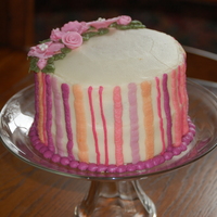 Pink Stripe Cake Frosting got kind of droopy but not the worst!