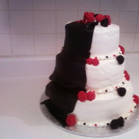 Wedding Cake Strawberry shortcake, bc with mmf ribbon roses and other accents.