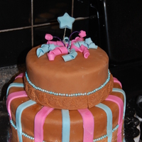 Brown/pink/blue Birthday Cake 