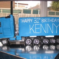 Volvo Fh16 Truck Sponge Cake covered with fondant. Just for the extra effect I used the wheels from a toy truck.