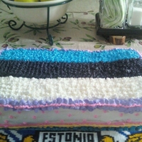 Estonian Flag Cake I made for Estonian Independence Day. It strawberry cage with cream cheese icing