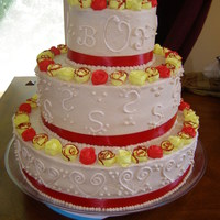 Vow Renewal Cake My first wedding cake, buttercream frosting with Royal icing roses.