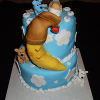 Man In The Moon Cake 2 tier man-in-the-moon cake with sleeping baby. 1st attempt at fondant teddy bears(or making anything really). Everything is 100% edible (...