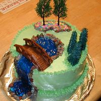Waterfall Cake With Bridge Made for my husband who is a landscape architect who loves building waterfalls....