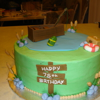 Fishing Birthday Cake Made a last minute fishing birthday cake for a friend's dad's 75th birthday party.