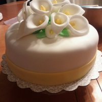 Calla Lilies Yellow-themed engagement party fondant cake.