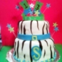 Zebra Cake My first fondant cake. Everything is made of fondant. Cake is covered in MMF. Sorry about the blurry pic.